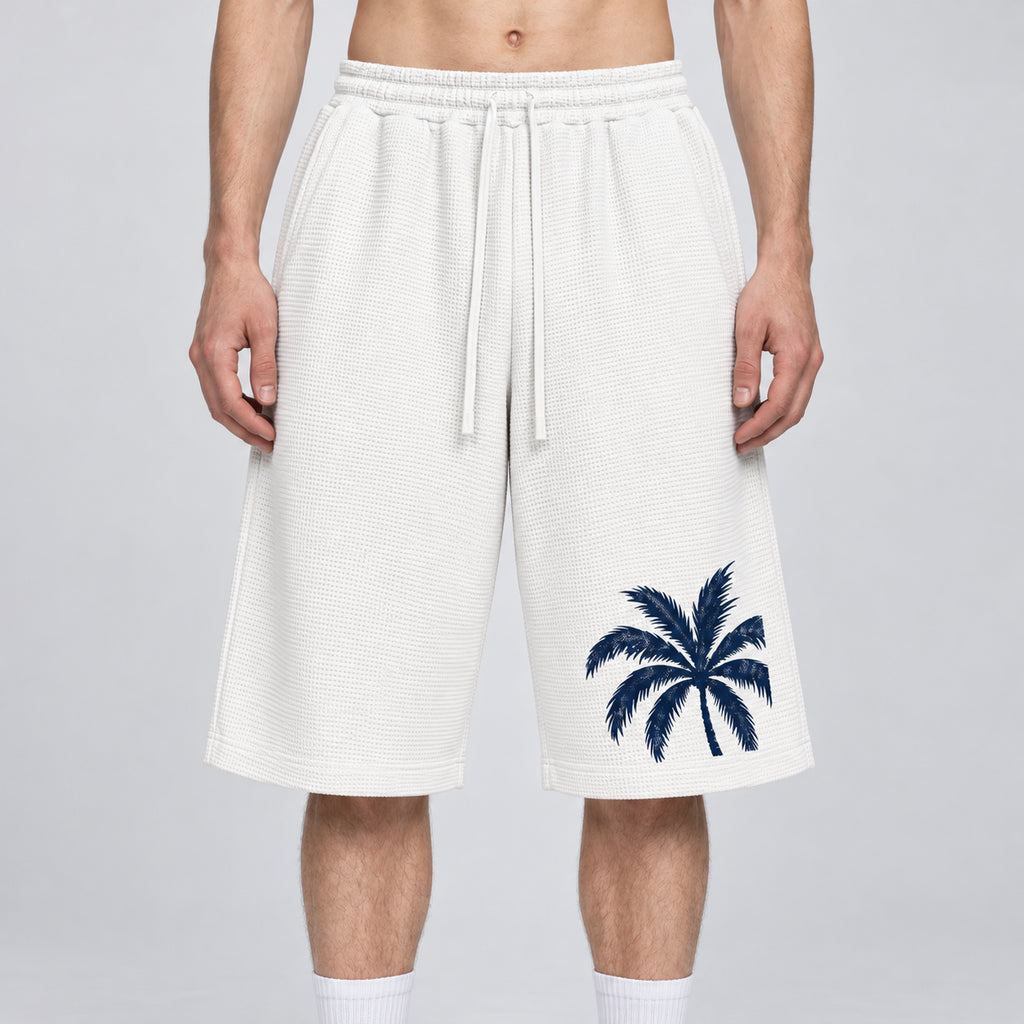 White Navy Palm Shorts