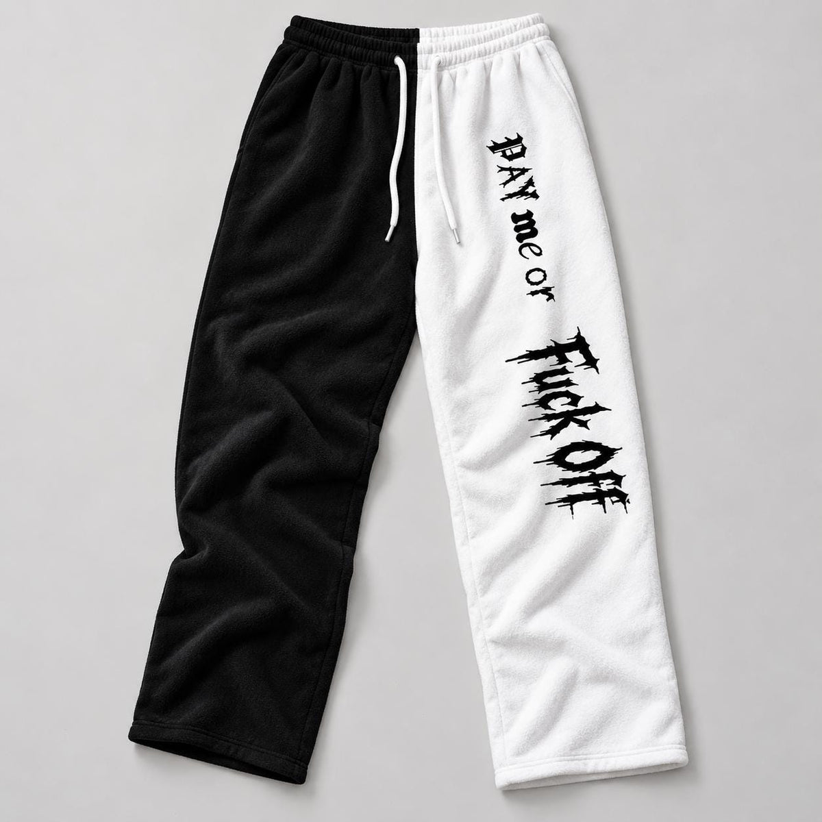 Limited Edition Split Fleece Lounge Pants – Black/White Gothic Print (1 of 50)