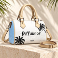 Limited Edition Baby Blues Leather Handbag – Palm Tree Print, Barrel Shape (1 of 100)