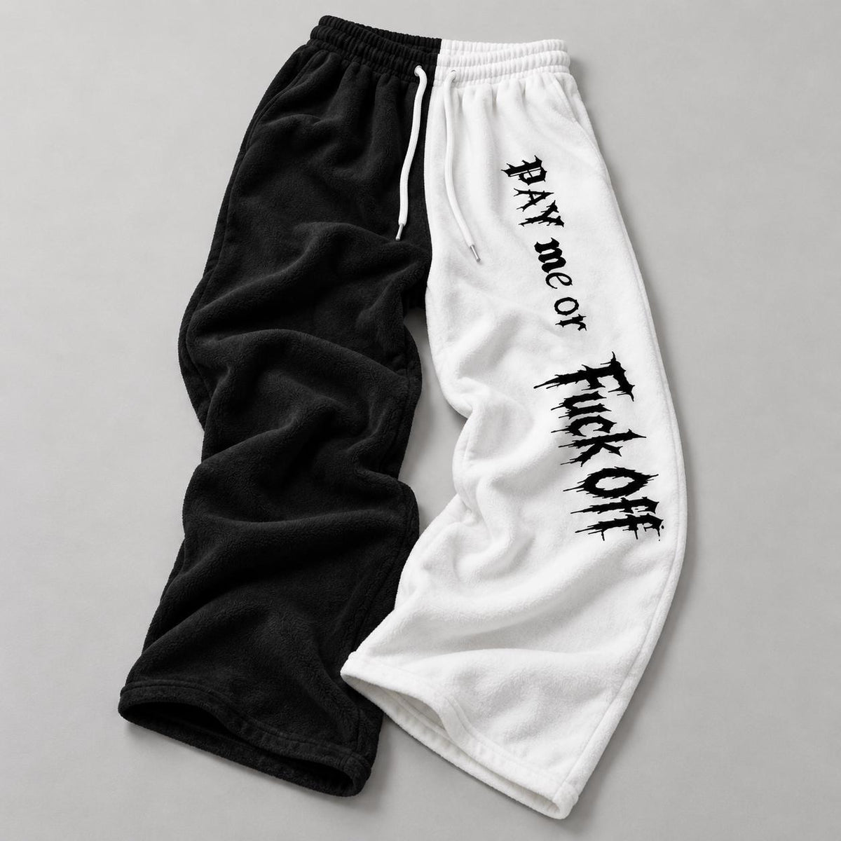 Limited Edition Split Fleece Lounge Pants – Black/White Gothic Print (1 of 50)
