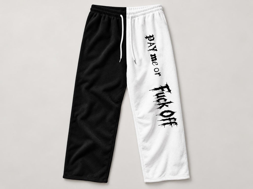 Limited Edition Split Fleece Lounge Pants – Black/White Gothic Print (1 of 50)