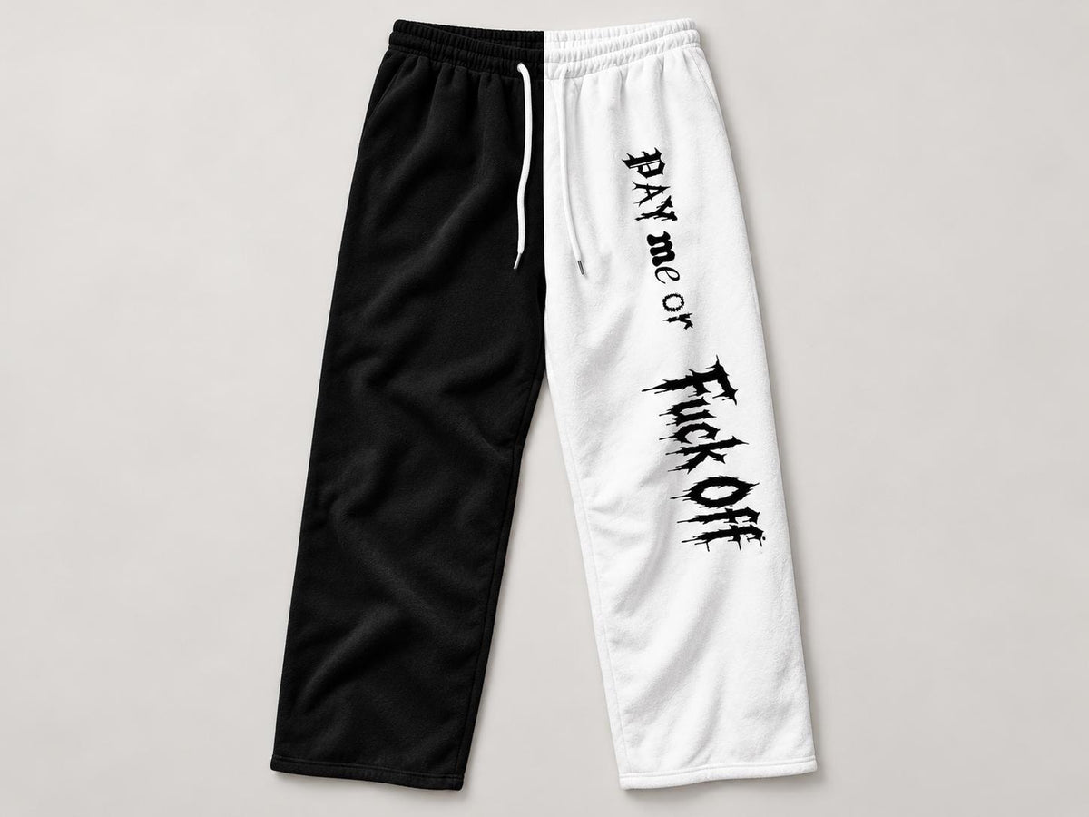 Limited Edition Split Fleece Lounge Pants – Black/White Gothic Print (1 of 50)