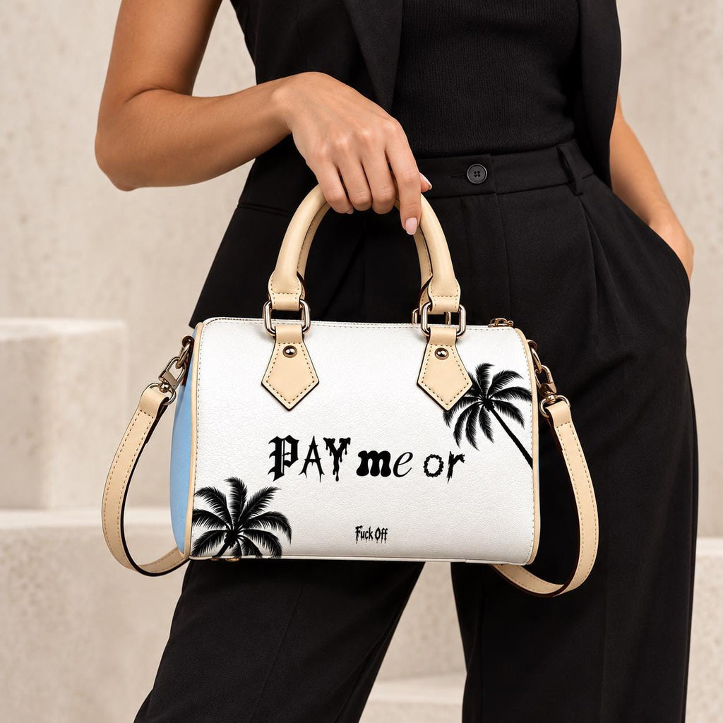 Limited Edition Baby Blues Leather Handbag – Palm Tree Print, Barrel Shape (1 of 100)