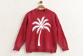 Red Distressed Knit Sweater, Palm Tree, Paint Splatter, Streetwear