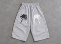 White Plaid Palm Tree Bermuda Shorts, God Is Good Graphic, Drawstring Waist