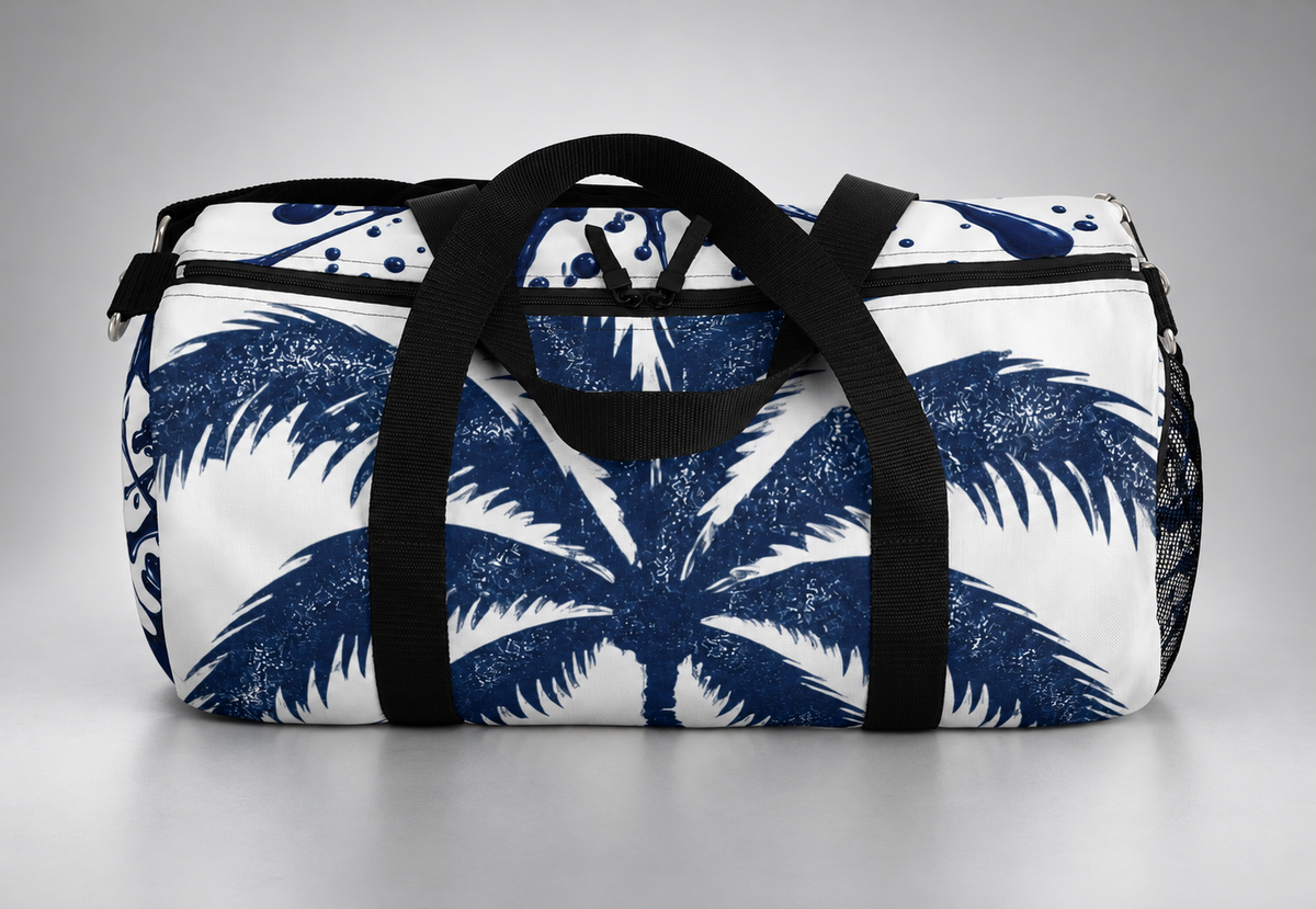 Navy Palm Tree Duffel Bag