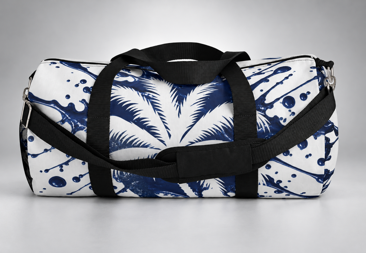 Navy Palm Tree Duffel Bag