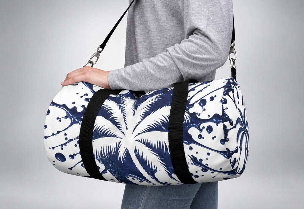 Navy Palm Tree Duffel Bag