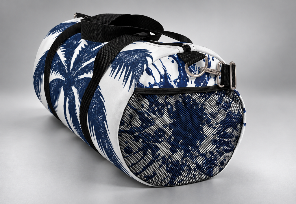 Navy Palm Tree Duffel Bag
