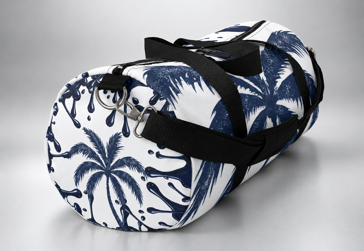 Navy Palm Tree Duffel Bag