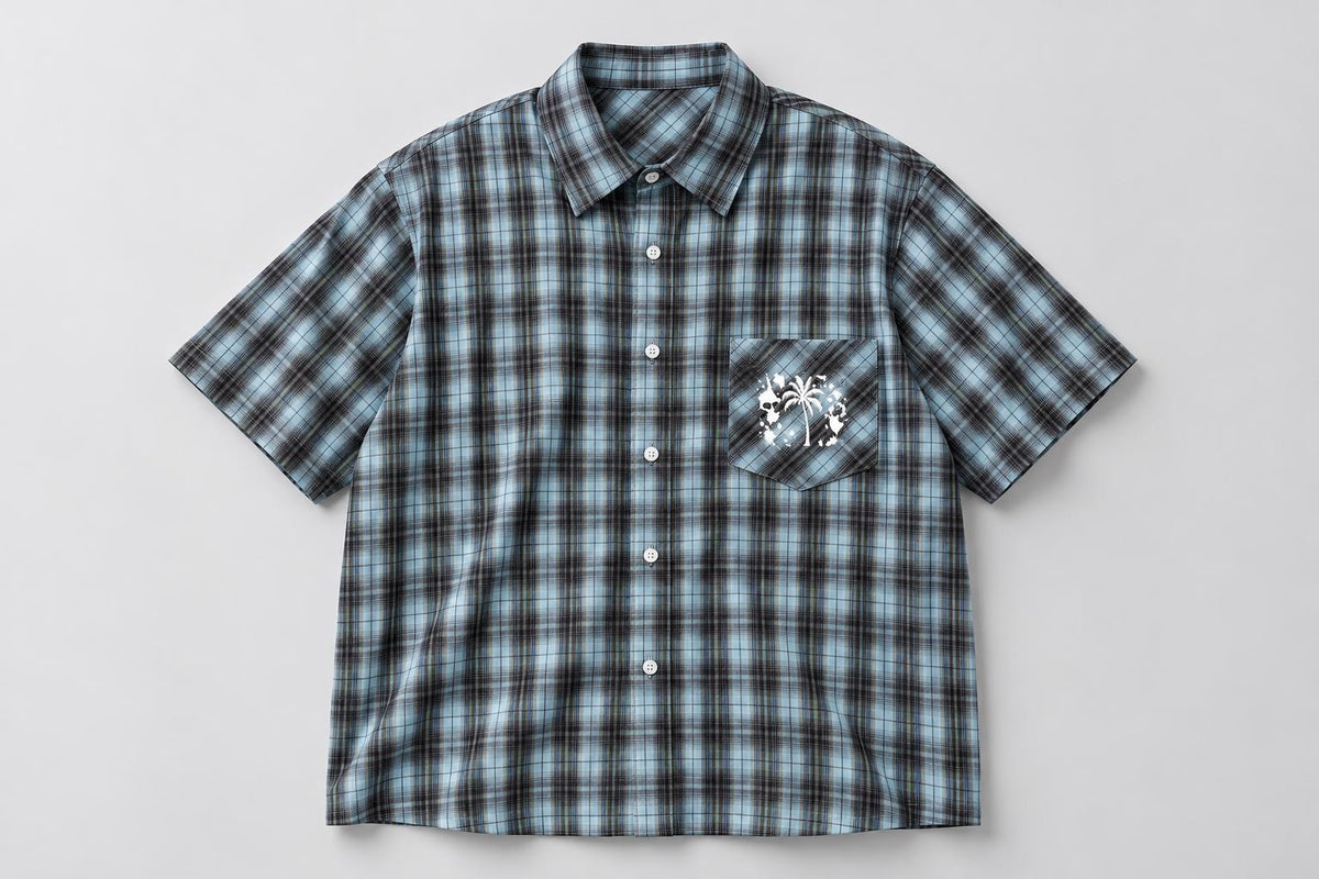 God Is Good Plaid Button-Up Shirt, Palm Tree Graphic, Oversized Streetwear