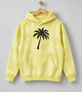 Yellow Distressed God Is Good Hoodie, Palm Tree Graphic Pullover, Oversized Christian Streetwear