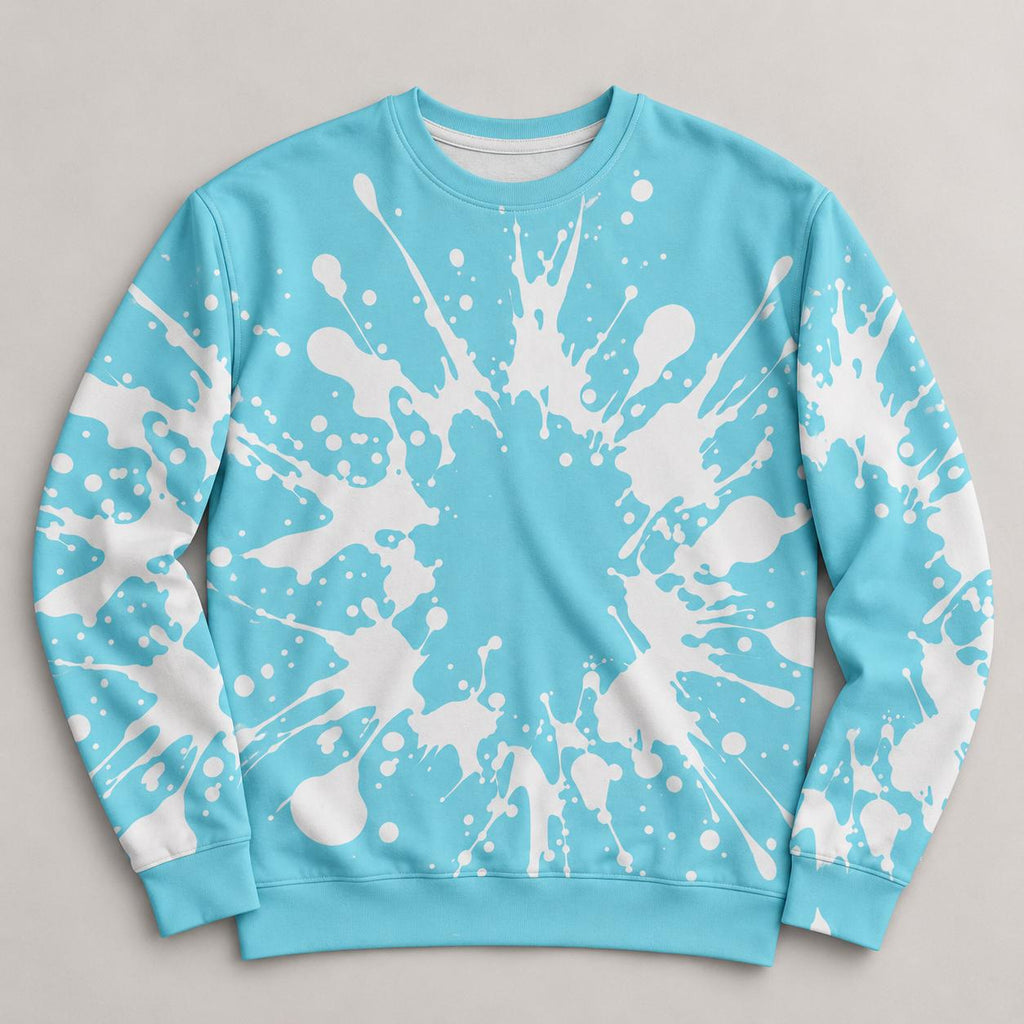 Limited Edition Teal Palm Tree Sweatshirt, White & Black Paint Splatter Crewneck, Only 50 Worldwide