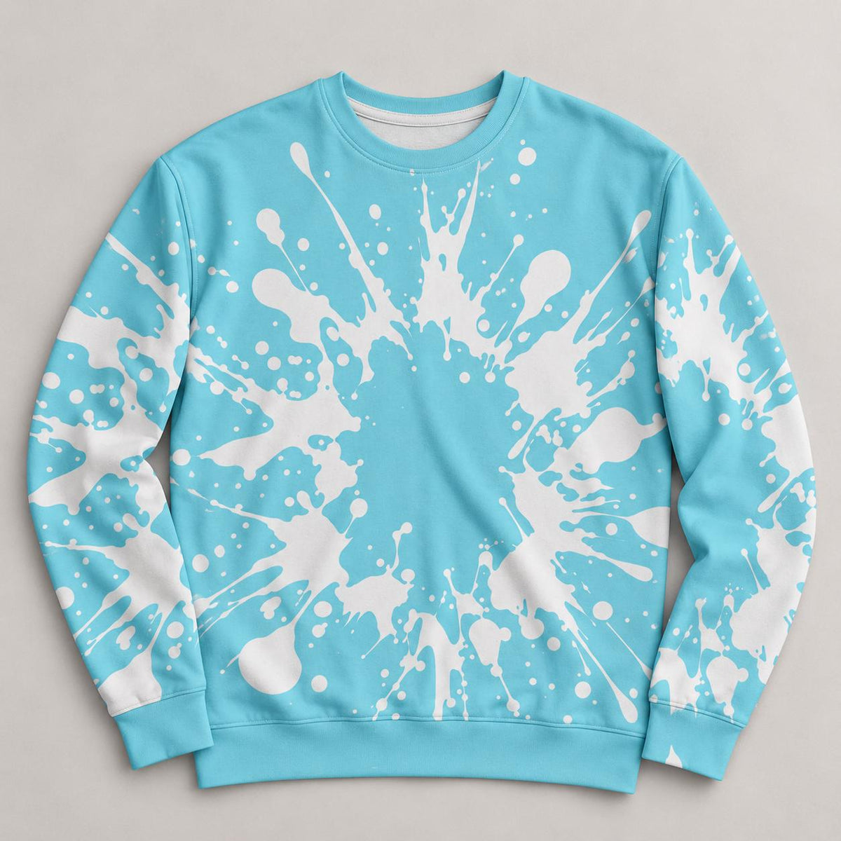 Limited Edition Teal Palm Tree Sweatshirt, White & Black Paint Splatter Crewneck, Only 50 Worldwide