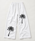 White Palm Tree Sweatpants, Black Splatter Wide Leg Pants, God Is Good Graphic Streetwear