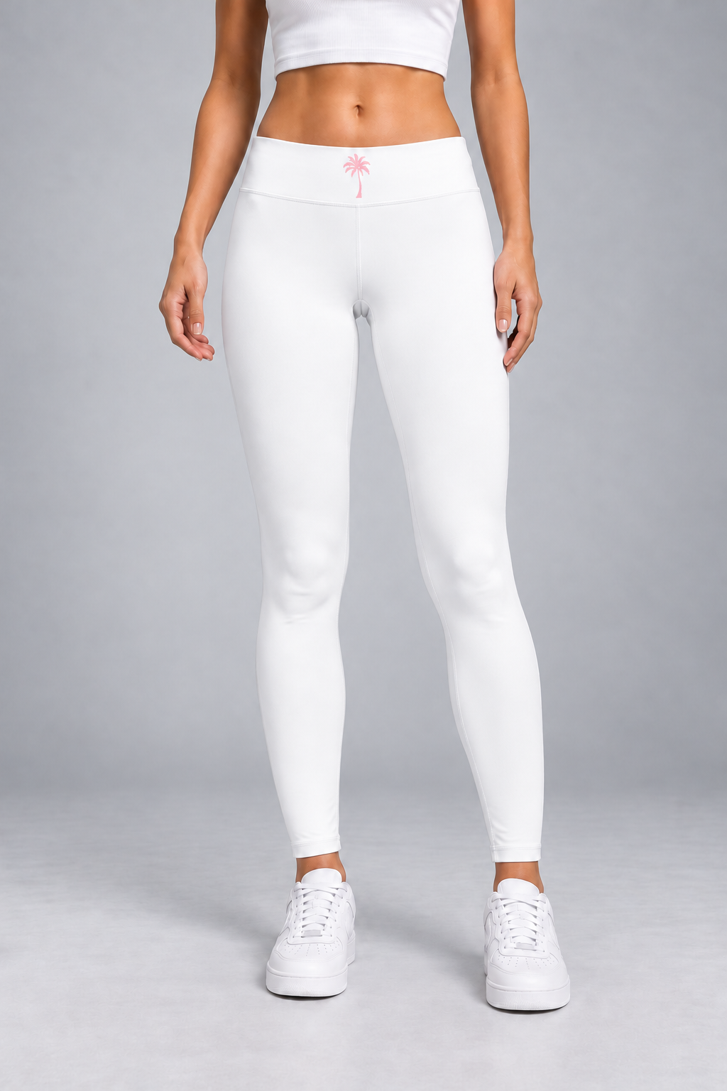 White Women’s High Waisted Yoga Leggings