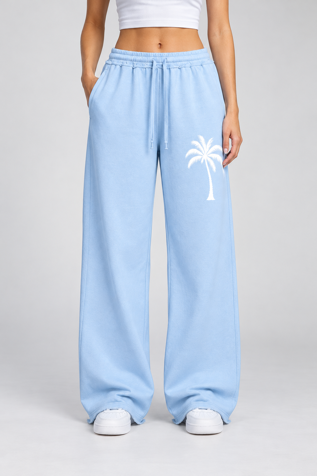 Women’s Wide Leg Raw Edge Sweatpants