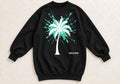 God Is Good Oversized Sweatshirt Dress, Black Mint Palm Tree Graphic, Women's Long Crewneck, Limited Edition