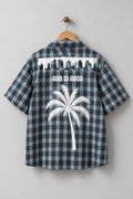 God Is Good Plaid Button-Up Shirt, Palm Tree Graphic, Oversized Streetwear