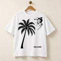 Oversized White Palm Tree T-Shirt, Black Splatter Drip Back, Limited Edition
