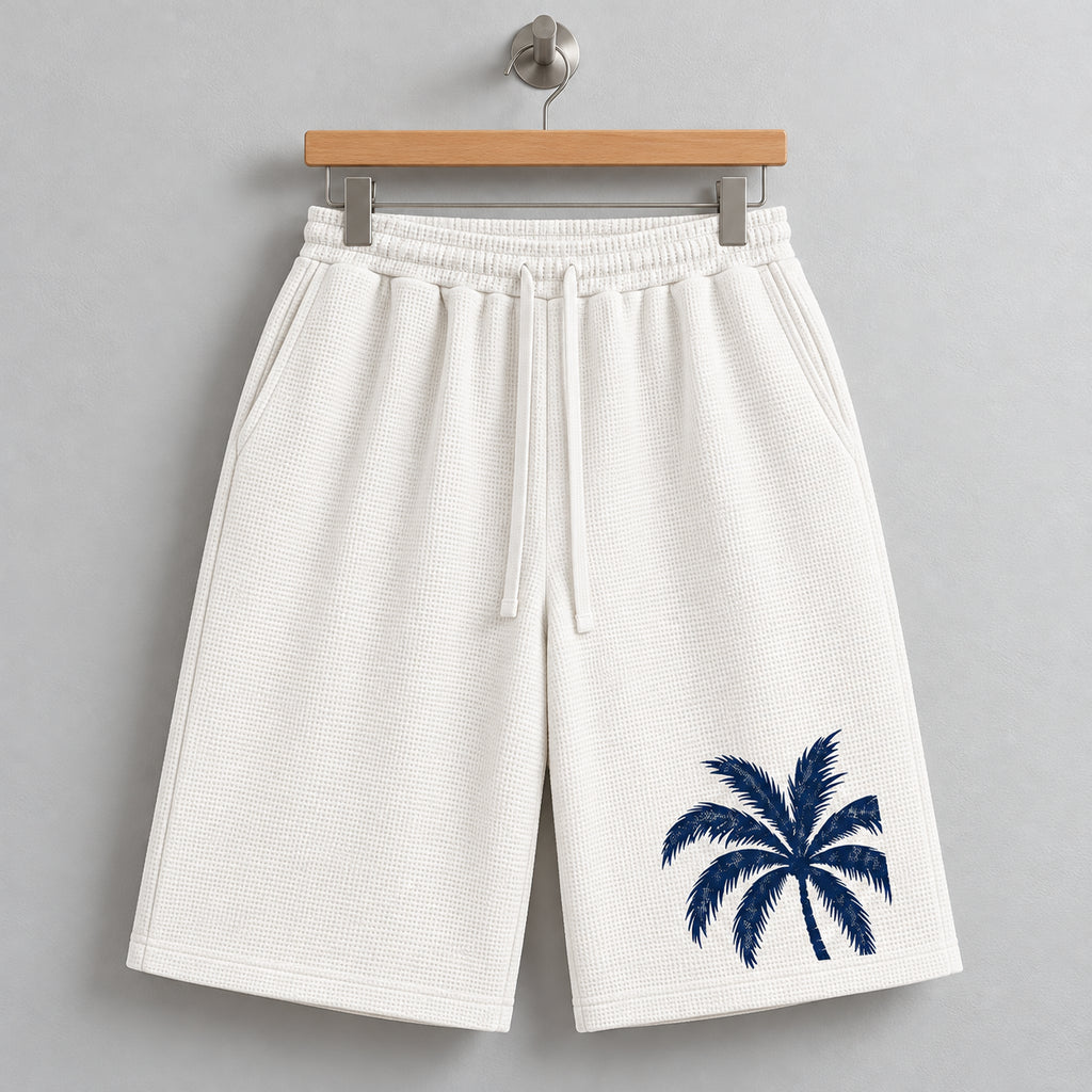 White Navy Palm Shorts