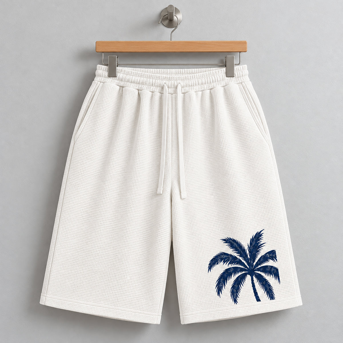 White Navy Palm Shorts