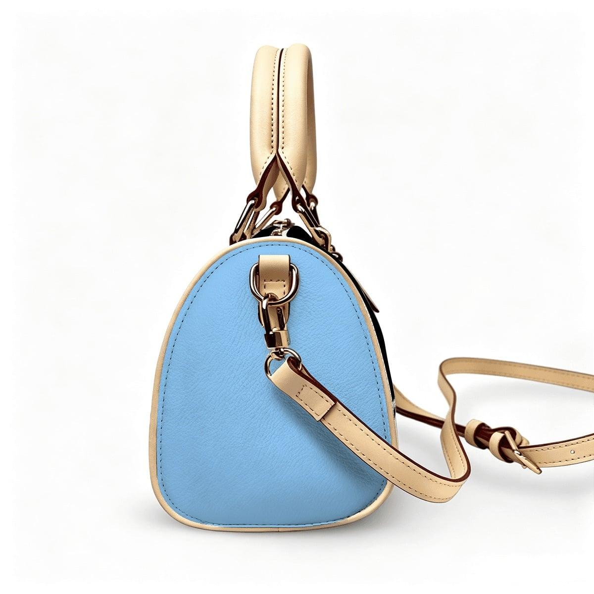 Limited Edition Baby Blues Leather Handbag – Palm Tree Print, Barrel Shape (1 of 100)