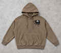 Washed Taupe Oversized Hoodie, Palm Tree Graphic, Exposed Seam Streetwear