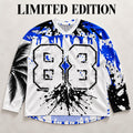 Limited Edition 88 Hockey Jersey, Royal Blue Paint Splatter, Palm Tree Graphic, God Is Good Shears