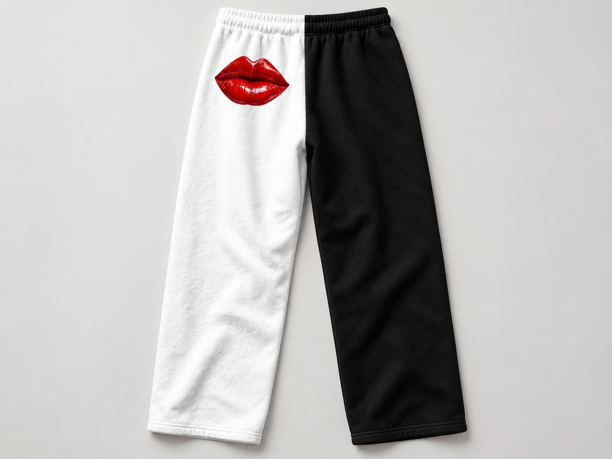 Limited Edition Split Fleece Lounge Pants – Black/White Gothic Print (1 of 50)