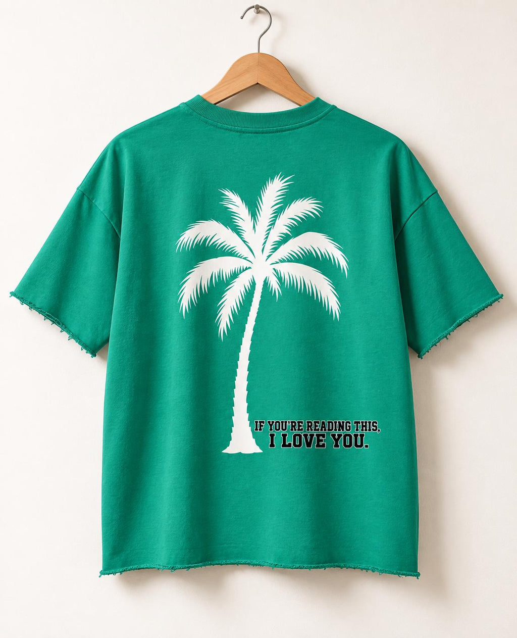 Green Oversized Palm Tree T-Shirt, Distressed "God Is Good" Lettering, Christian Streetwear