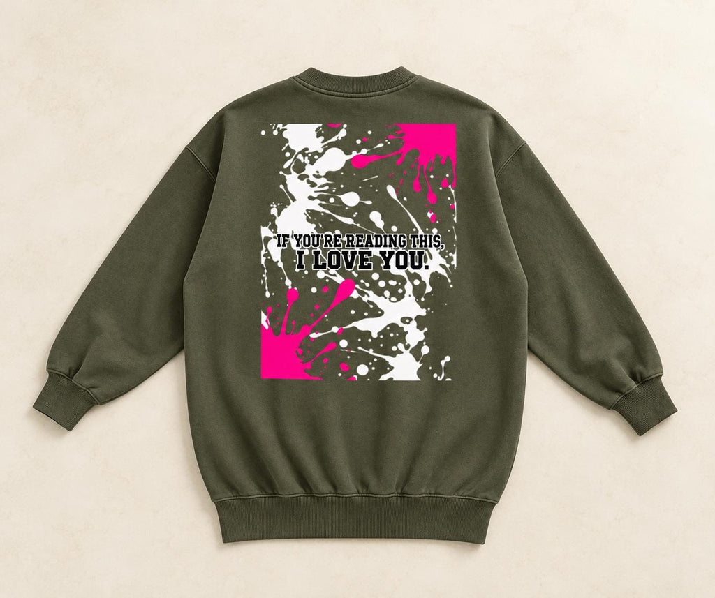 Olive Green Oversized Sweatshirt Dress, Pink Palm Tree Graphic, God Is Good Crewneck, I Love You Back Print, Limited Edition