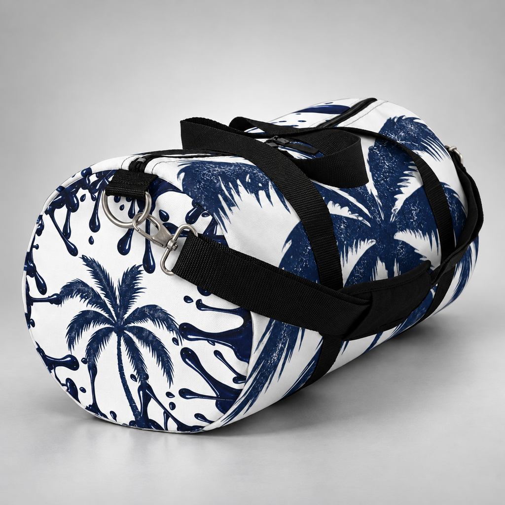 Navy Palm Tree Duffel Bag