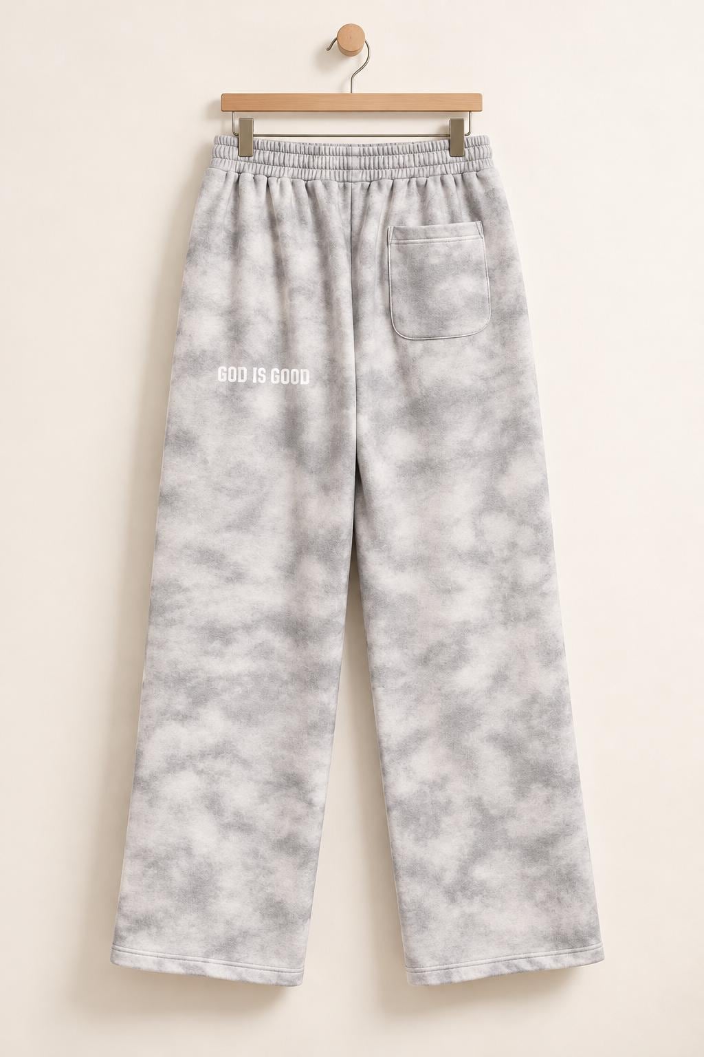 Dirty Washed Fleece Sweatpants: Palm Tree Print, Unisex Streetwear (410gsm)