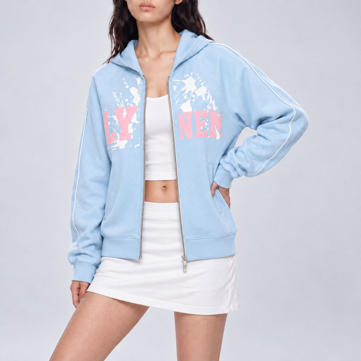 Lynem Baby Blue Full Zip Hoodie