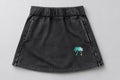 Washed Charcoal Mini Skirt with Teal and White Palm Tree Graphic, A-Line Streetwear Skirt