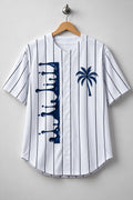 God Is Good Navy Palm & Paint Splatter Pinstripe Baseball Jersey