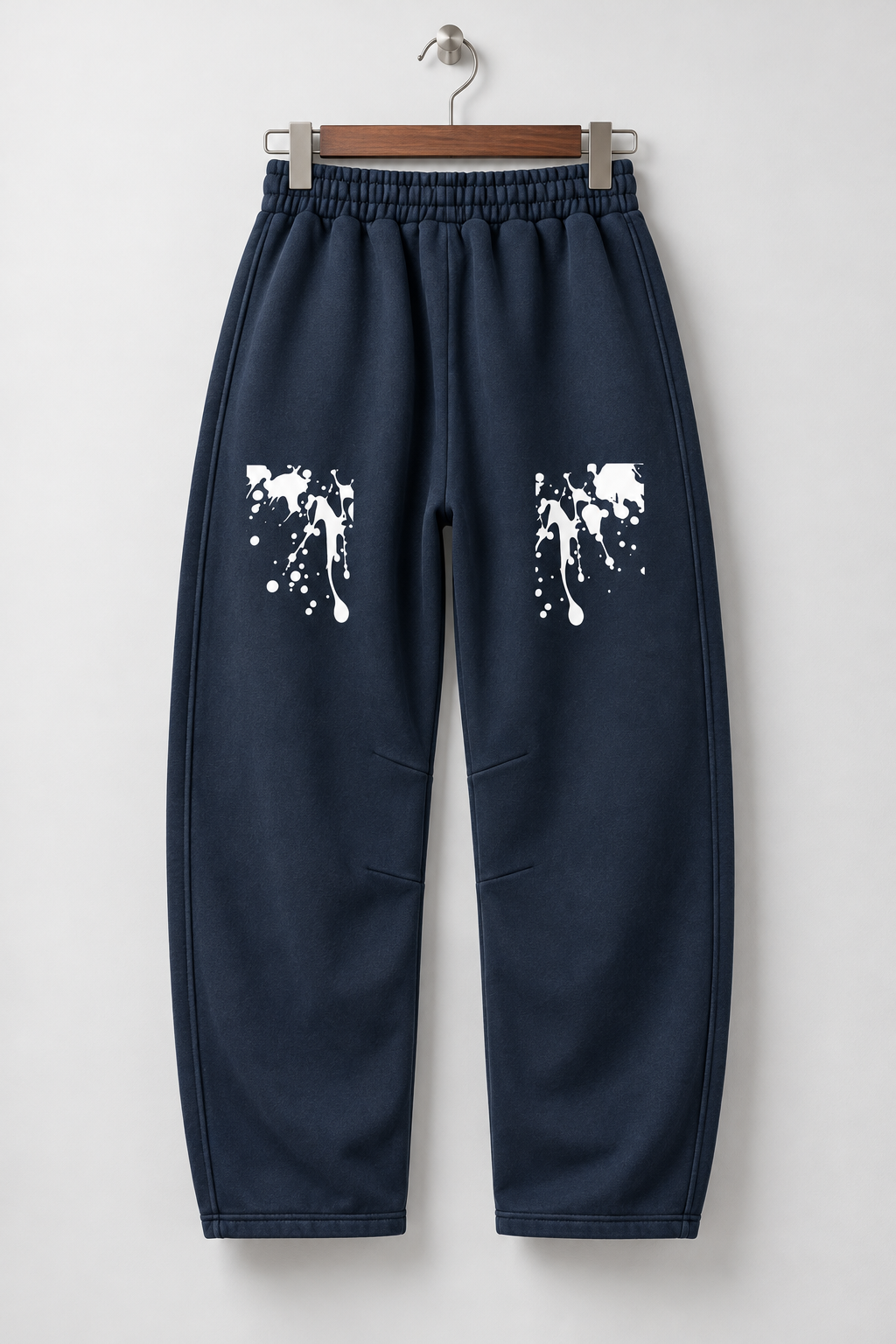Navy Blue Palm Tree & Paint Splatter Relaxed Sweatpants