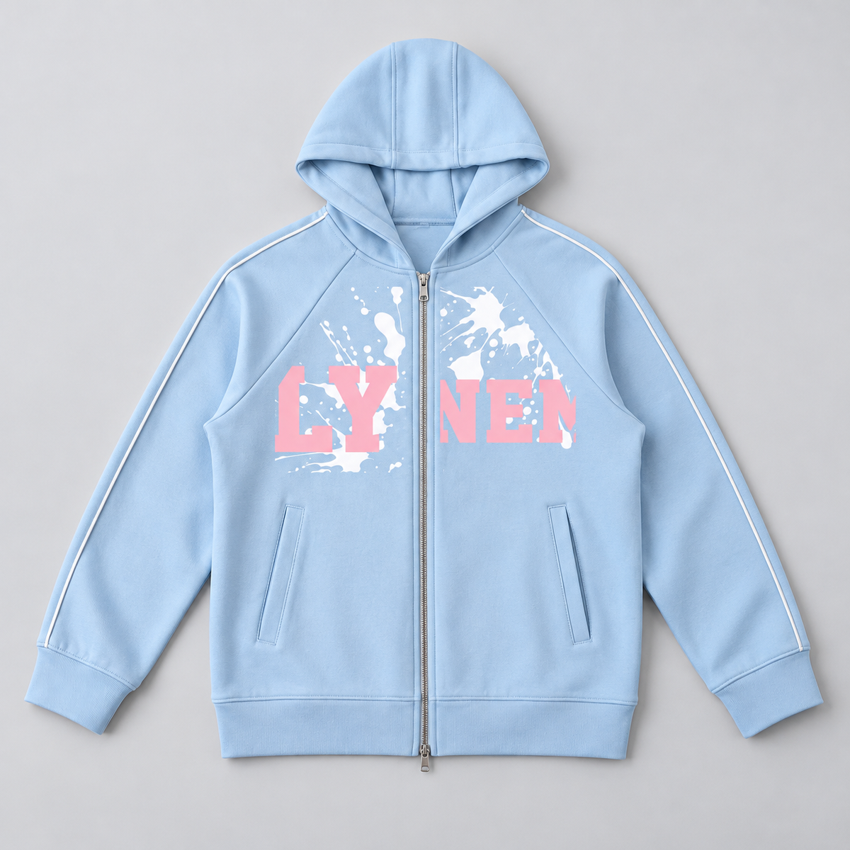 Lynem Baby Blue Full Zip Hoodie