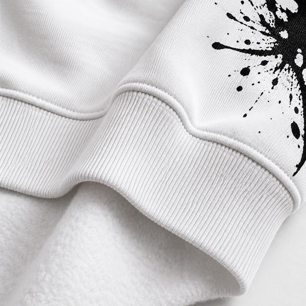God Is Good Palm Tree Sweatshirt, Paint Splatter Sleeves, Christian Streetwear