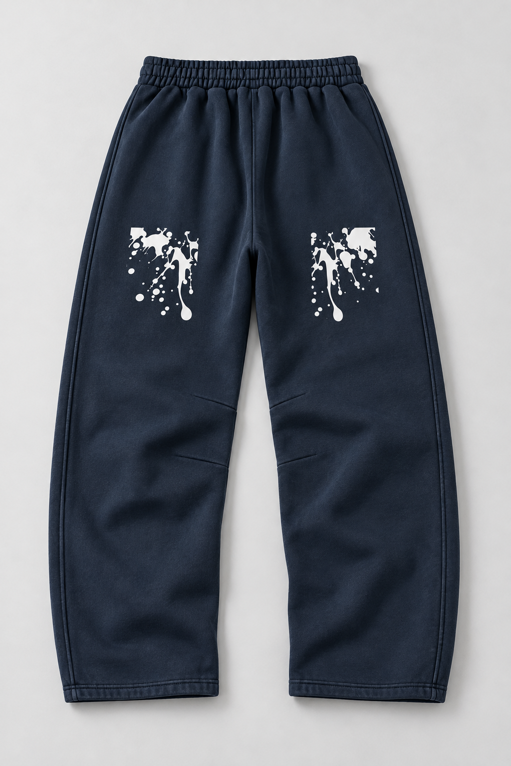 Navy Blue Palm Tree & Paint Splatter Relaxed Sweatpants