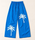 Blue Palm Tree Sweatpants, White Splatter Wide Leg Pants, God Is Good Graphic Streetwear