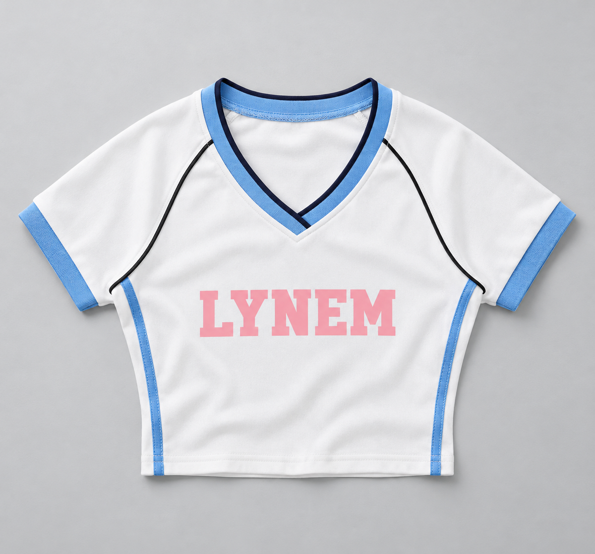 Lynem Contrast Trim V-Neck Crop T-Shirt