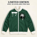 Limited Edition Forest Green Track Jacket, Palm Tree Paint Splatter Art (20 Available)