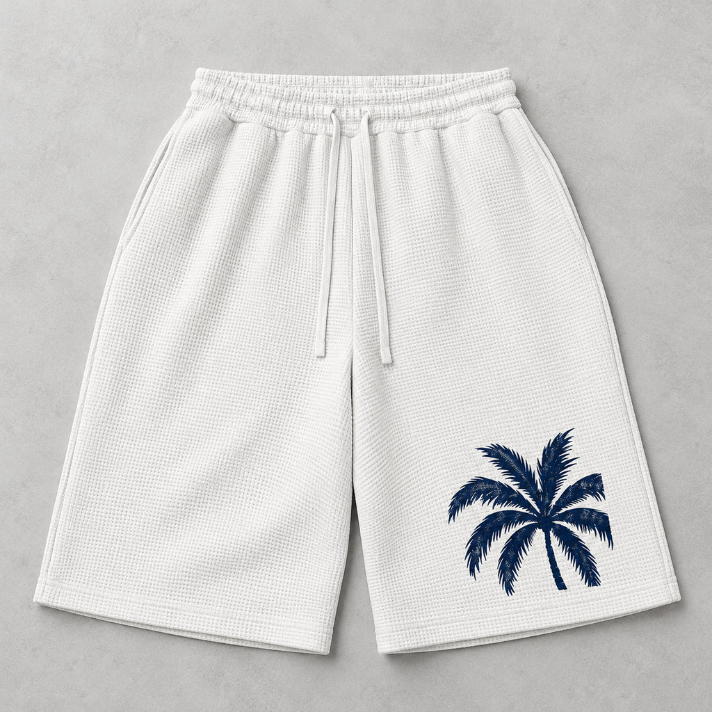 White Navy Palm Shorts