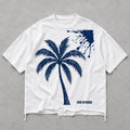 Navy Palm White Tee