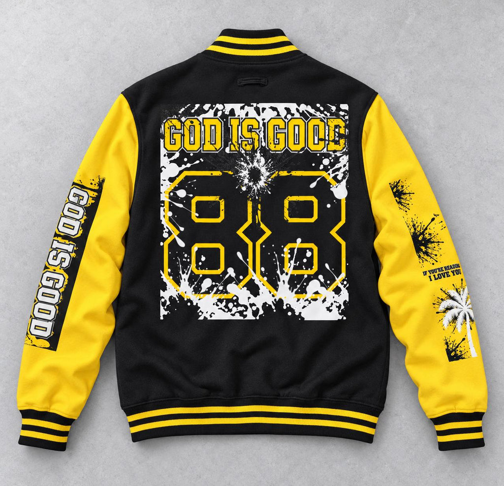 Limited Edition God Is Good 88 Letterman Jacket – Red White Varsity Style