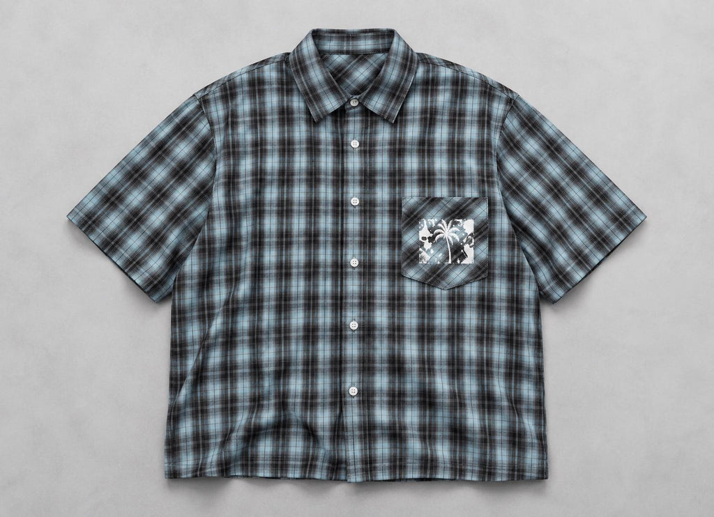 God Is Good Plaid Button-Up Shirt, Palm Tree Graphic, Oversized Streetwear