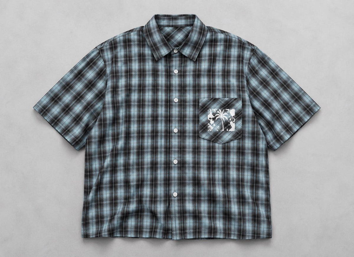 God Is Good Plaid Button-Up Shirt, Palm Tree Graphic, Oversized Streetwear