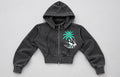 Washed Charcoal Cropped Hoodie, Palm Tree Paint Splash, Faith Streetwear